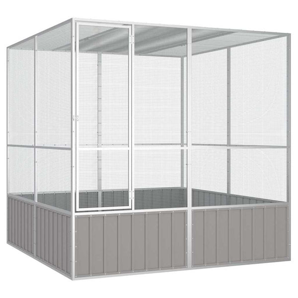 vidaXL Bird Cage Grey 213.5x217.5x211.5 cm Galvanized Steel