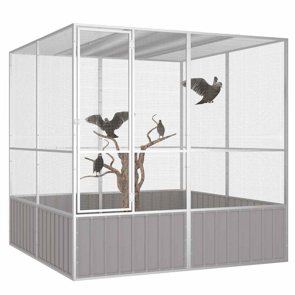 vidaXL Bird Cage Grey 213.5x217.5x211.5 cm Galvanized Steel