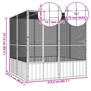 vidaXL Bird Cage Grey 213.5x217.5x211.5 cm Galvanized Steel