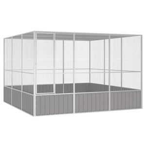 vidaXL Bird Cage Grey 302.5x324.5x211.5 cm Galvanized Steel