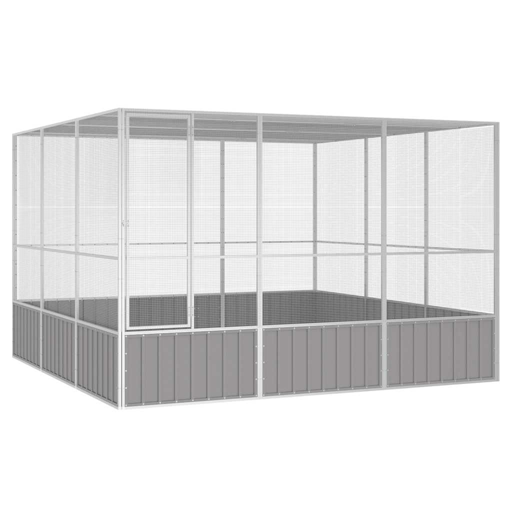 vidaXL Bird Cage Grey 302.5x324.5x211.5 cm Galvanized Steel