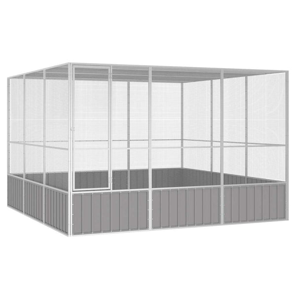vidaXL Bird Cage Grey 302.5x324.5x211.5 cm Galvanized Steel
