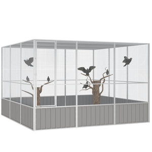 vidaXL Bird Cage Grey 302.5x324.5x211.5 cm Galvanized Steel
