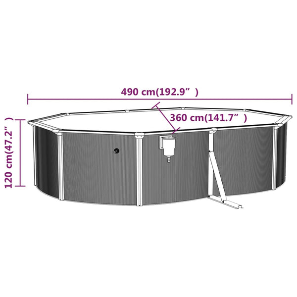 vidaXL Pool with Safety Ladder 490x360x120 cm