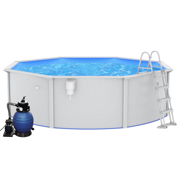 vidaXL Pool with Sand Filter Pump and Ladder 460x120 cm