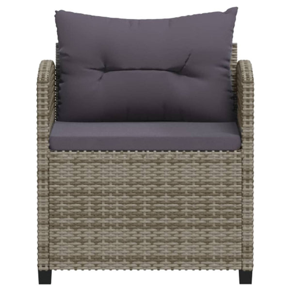 vidaXL 3-Piece Garden Lounge Set with Cushions Poly Rattan Grey