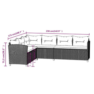 vidaXL 3-Piece Garden Lounge Set with Cushions Poly Rattan Grey