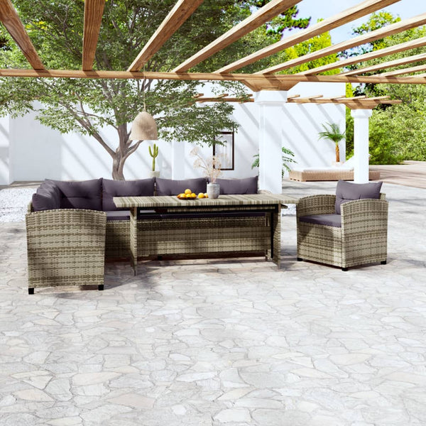 vidaXL 3-Piece Garden Lounge Set with Cushions Poly Rattan Grey
