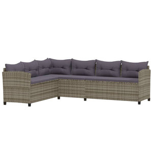vidaXL 6-Piece Garden Lounge Set with Cushions Poly Rattan Grey