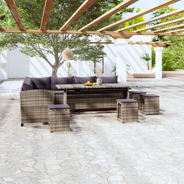 vidaXL 6-Piece Garden Lounge Set with Cushions Poly Rattan Grey