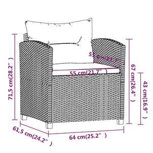 vidaXL 7-piece Garden Lounge Set with Cushions Poly Rattan Grey