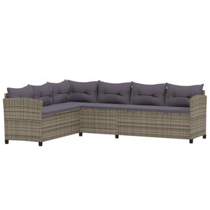 vidaXL 7-piece Garden Lounge Set with Cushions Poly Rattan Grey