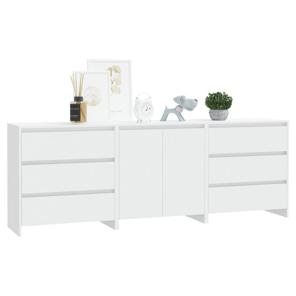 vidaXL 3-Piece Sideboard White Engineered Wood