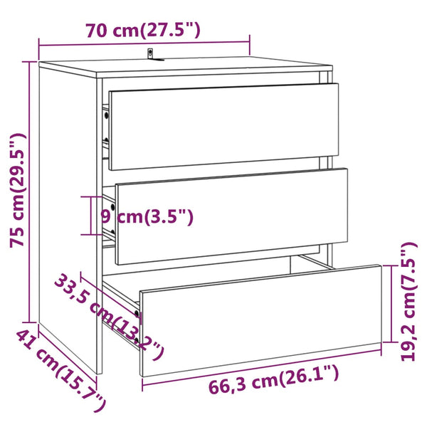 vidaXL 3-Piece Sideboard White Engineered Wood