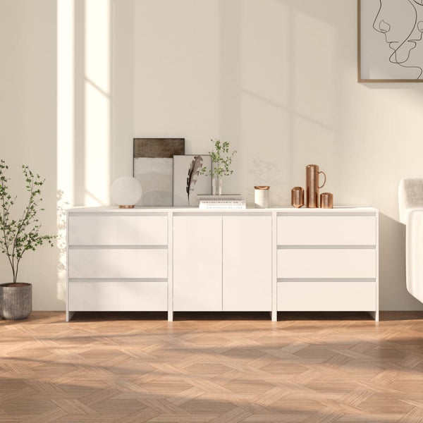 vidaXL 3-Piece Sideboard White Engineered Wood