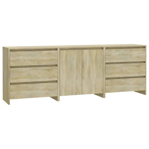 vidaXL 3-Piece Sideboard Sonoma Oak Engineered Wood