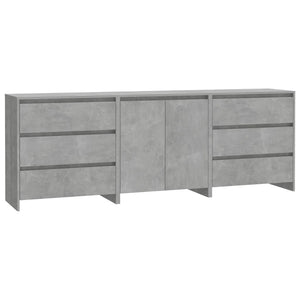 vidaXL 3-Piece Sideboard Concrete Grey Engineered Wood
