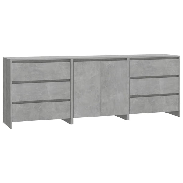 vidaXL 3-Piece Sideboard Concrete Grey Engineered Wood