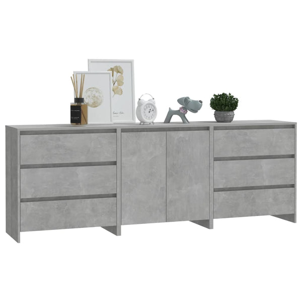vidaXL 3-Piece Sideboard Concrete Grey Engineered Wood