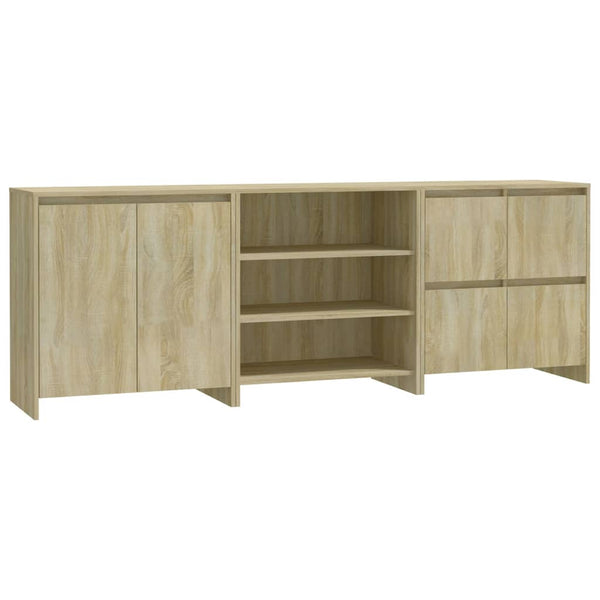 vidaXL 3-Piece Sideboard Sonoma Oak Engineered Wood