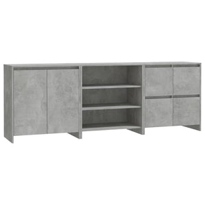 vidaXL 3-Piece Sideboard Concrete Grey Engineered Wood