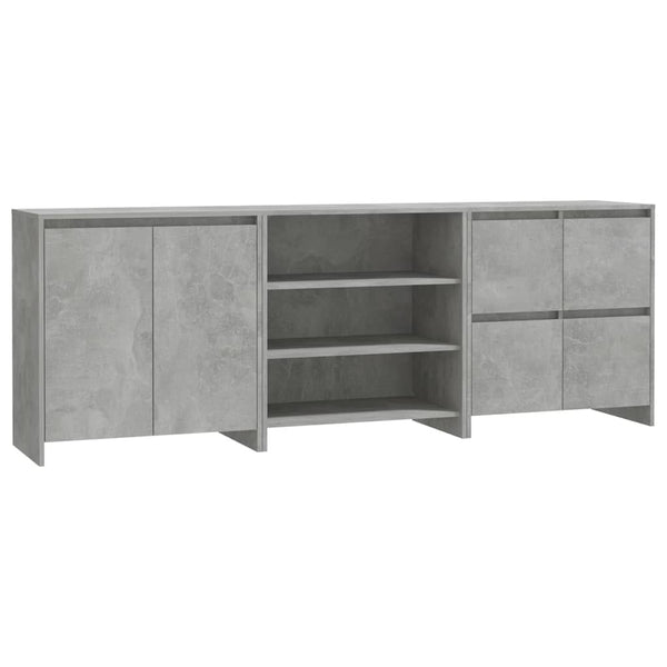 vidaXL 3-Piece Sideboard Concrete Grey Engineered Wood