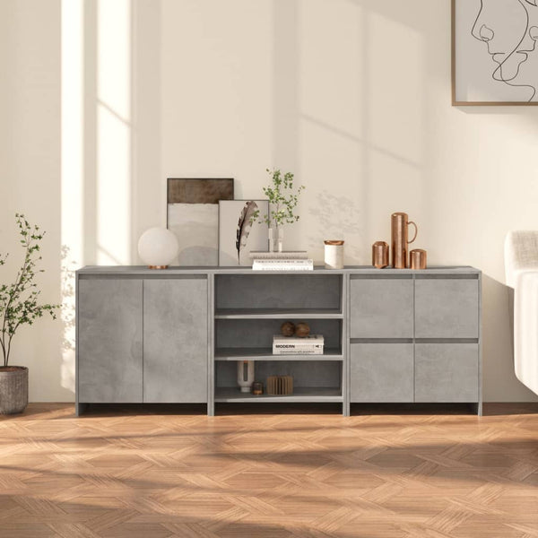 vidaXL 3-Piece Sideboard Concrete Grey Engineered Wood