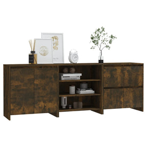 vidaXL 3-Piece Sideboard Smoked Oak Engineered Wood
