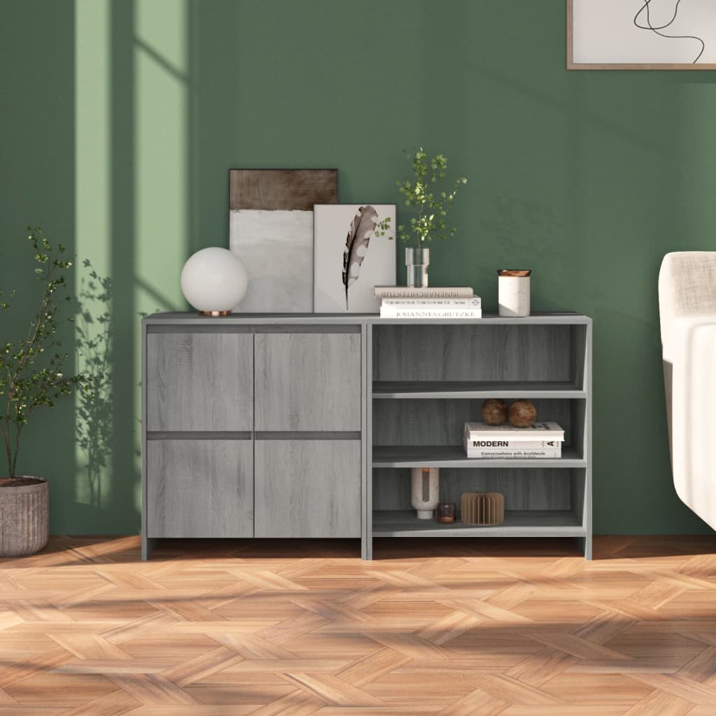 vidaXL 2-Piece Sideboard Grey Sonoma Chipboard