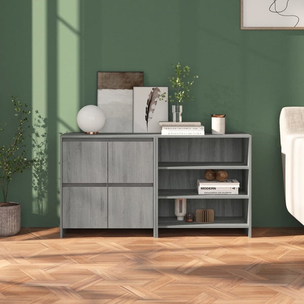 vidaXL 2-Piece Sideboard Grey Sonoma Chipboard
