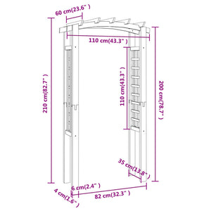 vidaXL Rose Arch 110x60x210 cm Solid Pine Wood Impregnated
