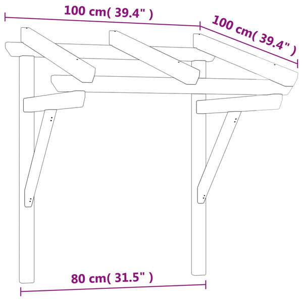 vidaXL Door Canopy 100x100x80 cm Solid Pine Impregnated