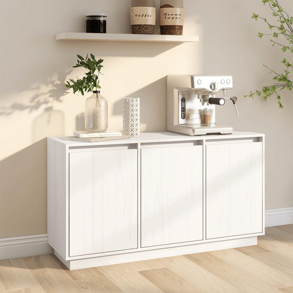 vidaXL Sideboard White 111x34x60 cm Solid Pine Wood
