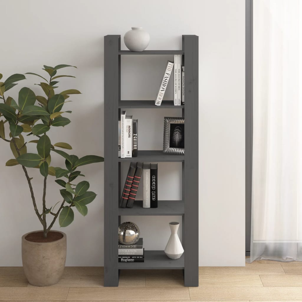 vidaXL Bookcase/Room Divider Grey 60x35x160 cm Solid Wood