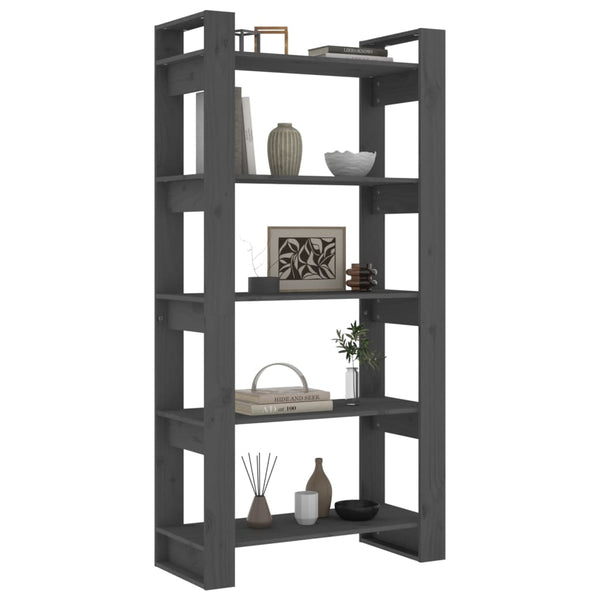 vidaXL Bookcase/Room Divider Grey 80x35x160 cm Solid Wood