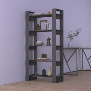 vidaXL Bookcase/Room Divider Grey 80x35x160 cm Solid Wood