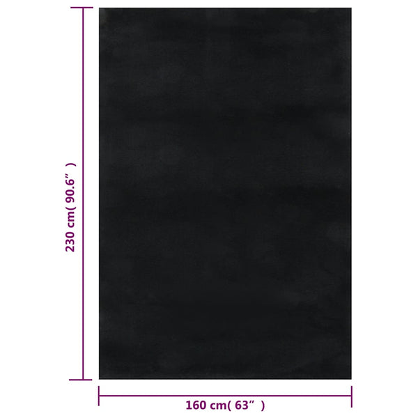 Waschbarer Teppich Kurzflor 160x230 Schwarz