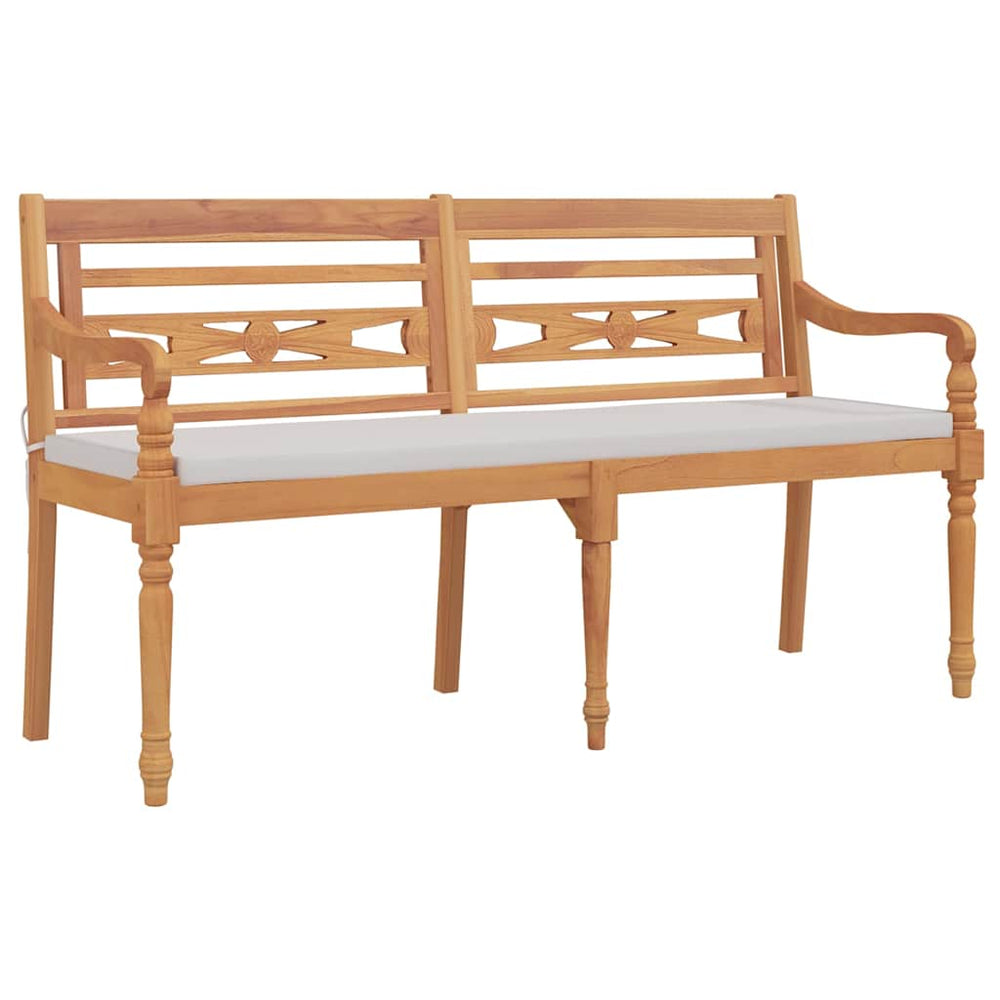 vidaXL Batavia Bench with Cushions 150 cm Solid Teak Wood