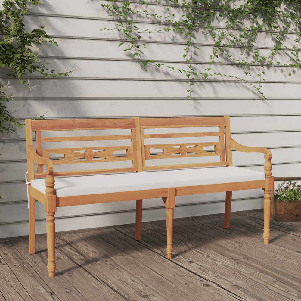 vidaXL Batavia Bench with Cushions 150 cm Solid Teak Wood