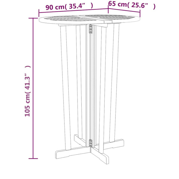 vidaXL Folding Bar Table 90x65x105 cm Solid Teak Wood