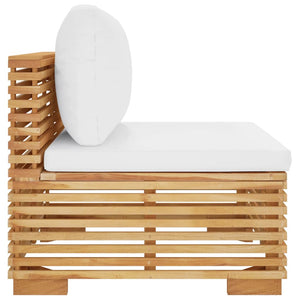 vidaXL Garden Center Sofa with Cream Cushions Solid Teak Wood