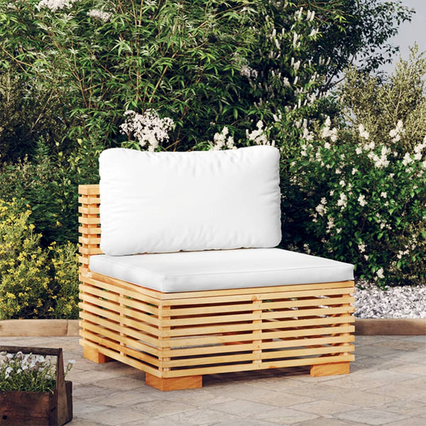 vidaXL Garden Center Sofa with Cream Cushions Solid Teak Wood