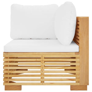 vidaXL Garden Corner Sofa with Cream Cushions Solid Teak Wood