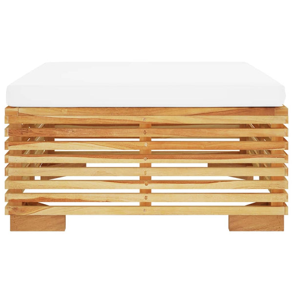 vidaXL Garden Stool with Cream Cushion Solid Teak Wood