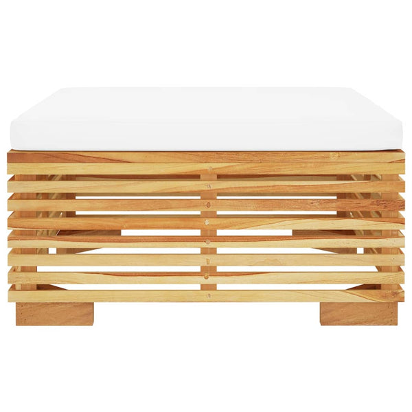 vidaXL Garden Stool with Cream Cushion Solid Teak Wood