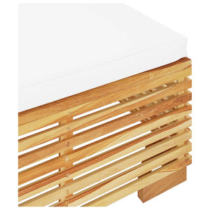 vidaXL Garden Stool with Cream Cushion Solid Teak Wood
