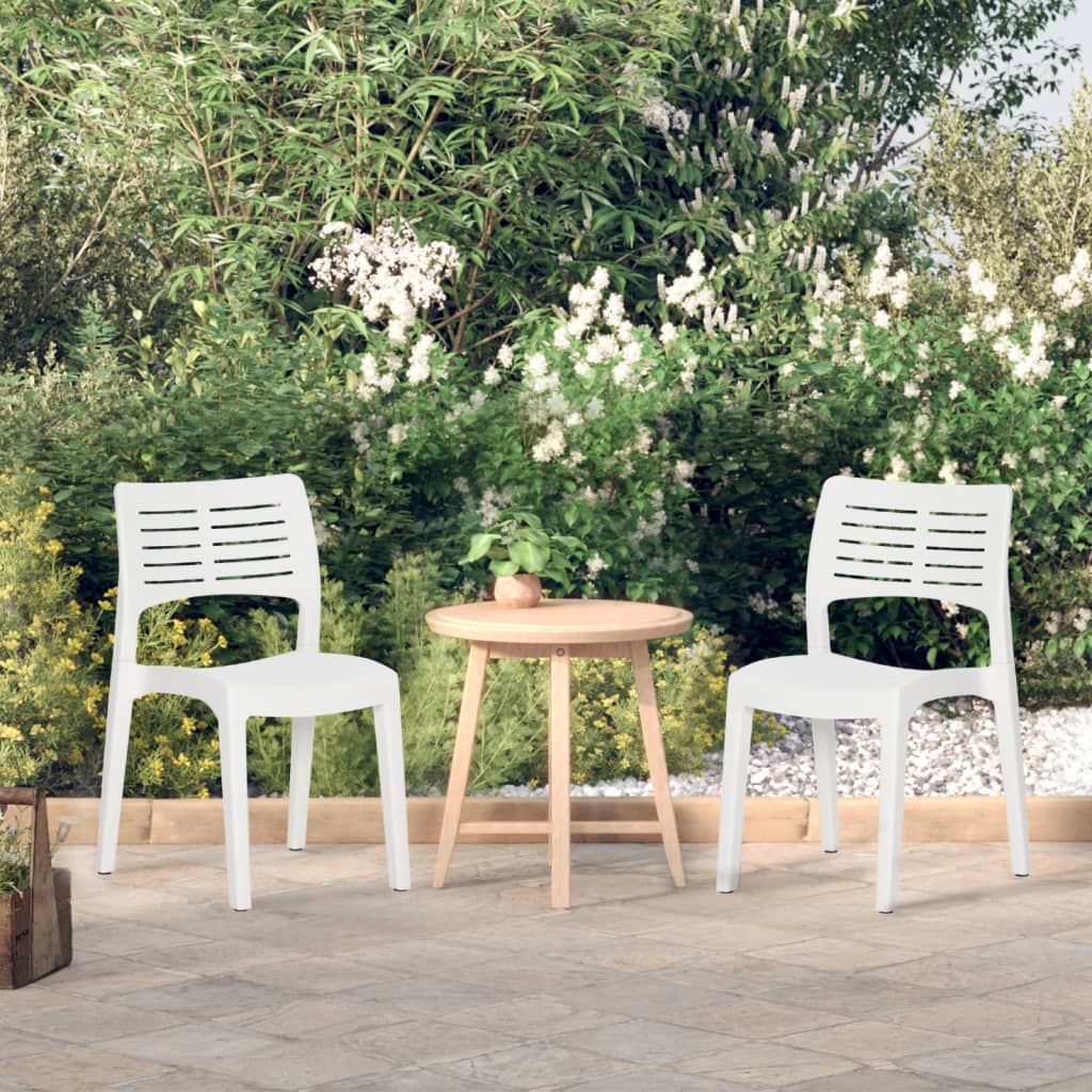 vidaXL Garden Chairs 2 pcs. White Polypropylene