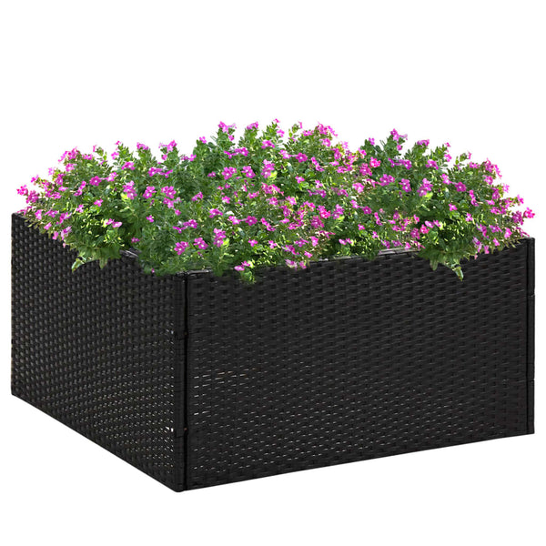 vidaXL Planter Black 80x80x40 cm Poly Rattan