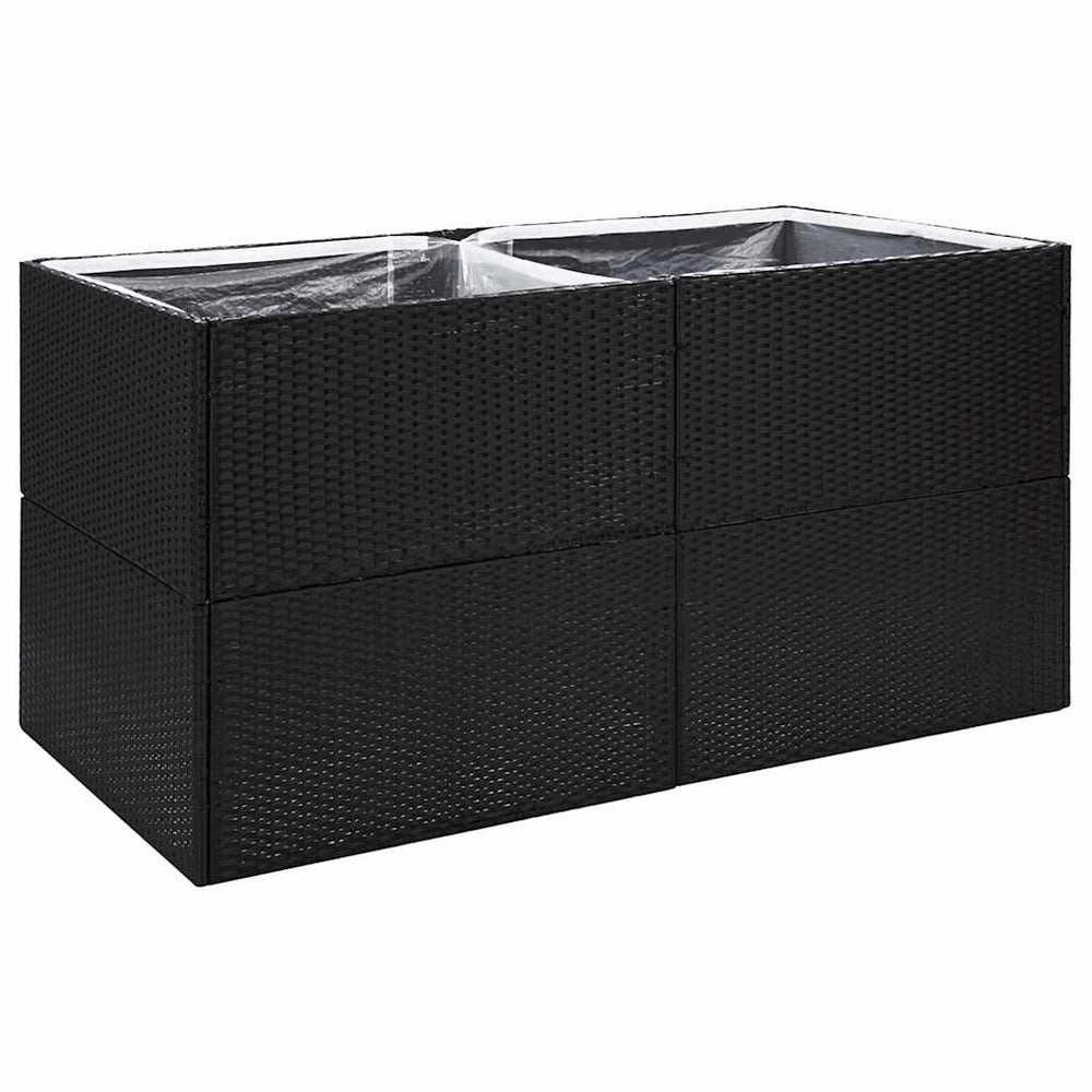 vidaXL Planter Black 157x80x80 cm Poly Rattan