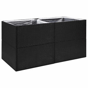 vidaXL Planter Black 157x80x80 cm Poly Rattan